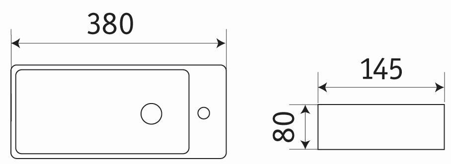 Раковина для ванной Ceramalux 38x14.5, 9048FL