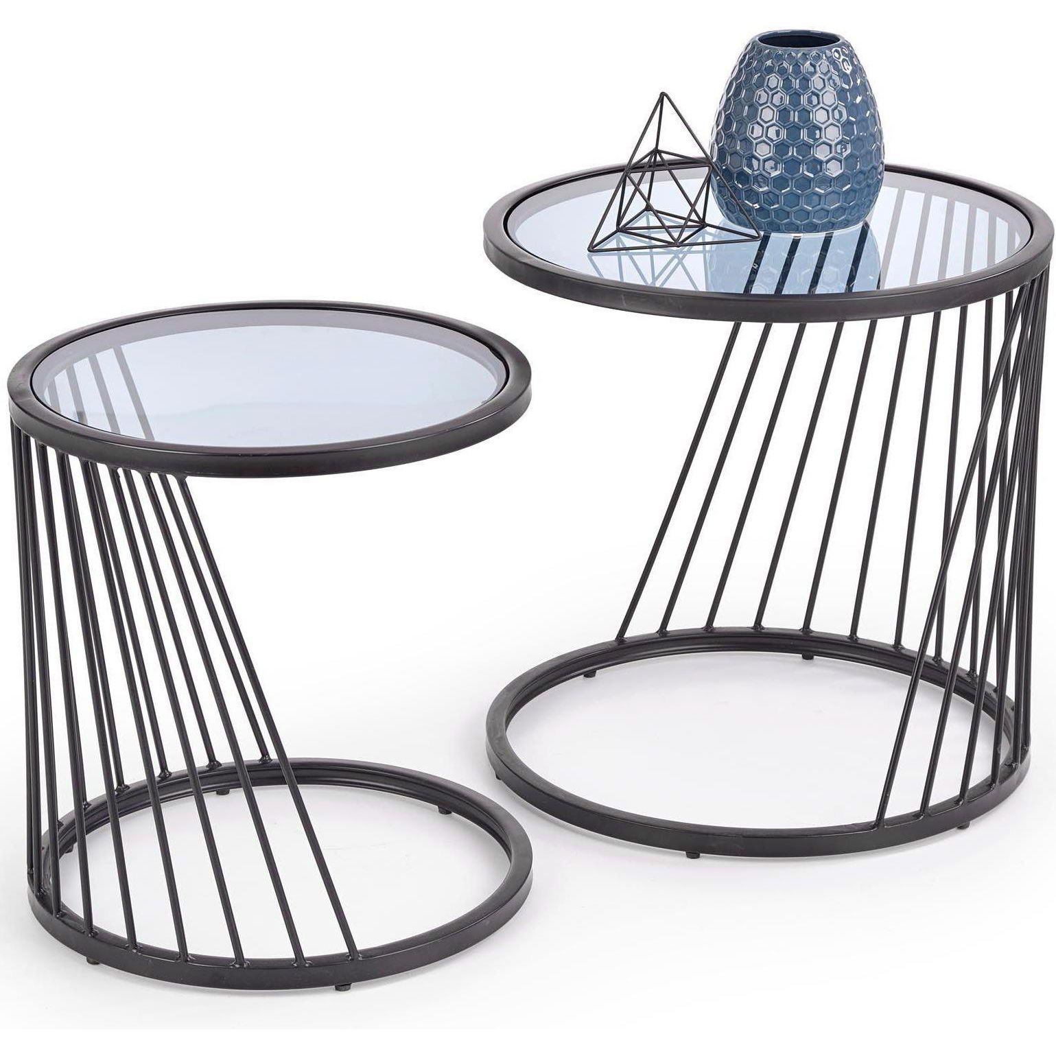 Комплект Halmar Antilla (2 стола журнальных) дымчатый/черный, V-CH-ANTILLA-LAW