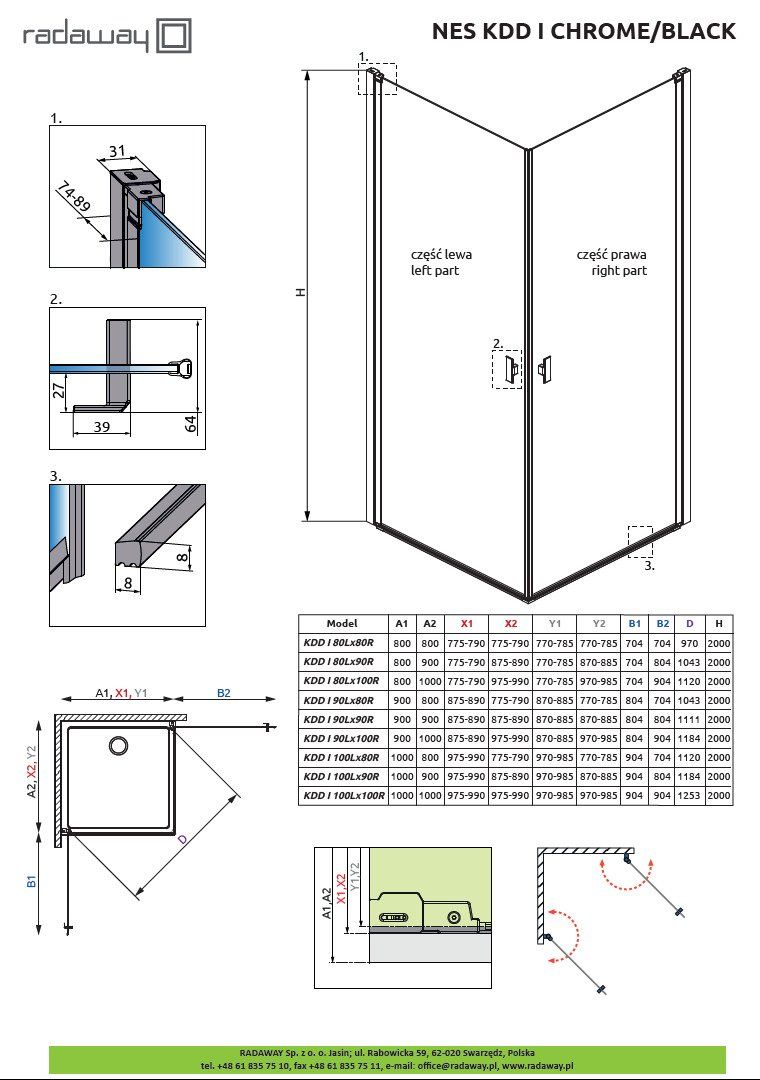 Душевая кабина Radaway Nes Black KDD I