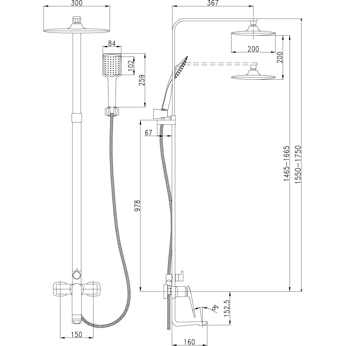 Смеситель для ванны с верхней душевой лейкой с поворотным изливом Lemark Allegro, LM5962CW