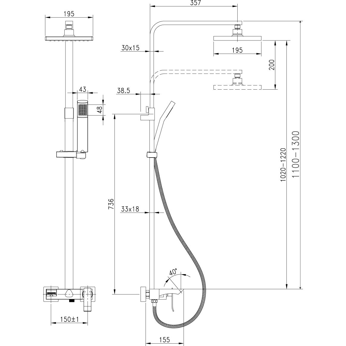Смеситель для ванны с верхней душевой лейкой фиксированный излив Lemark Contest, LM5862CW