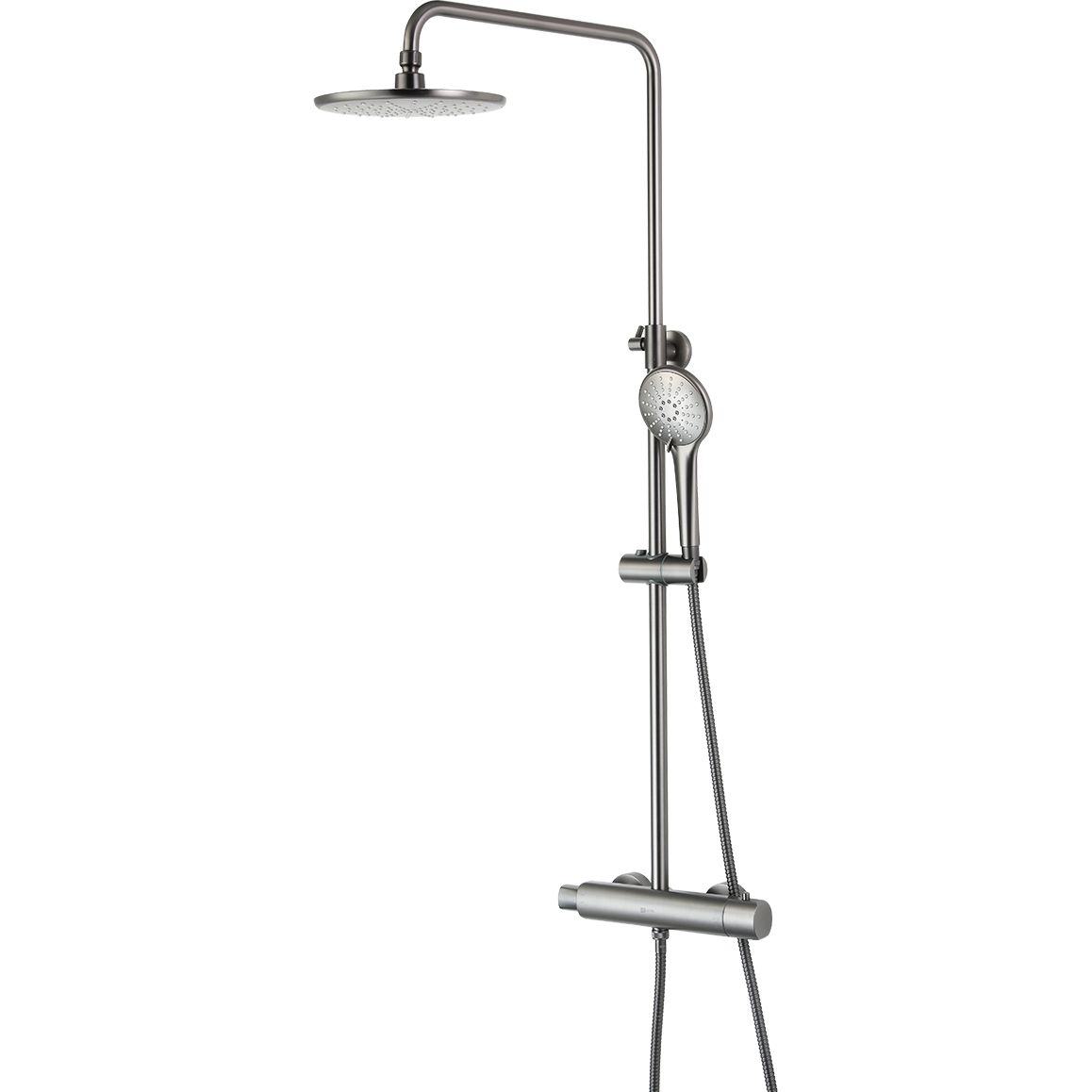 Смеситель для душа термостатический с верхней душевой лейкой 3 функции Lemark Bronx, LM3770GM