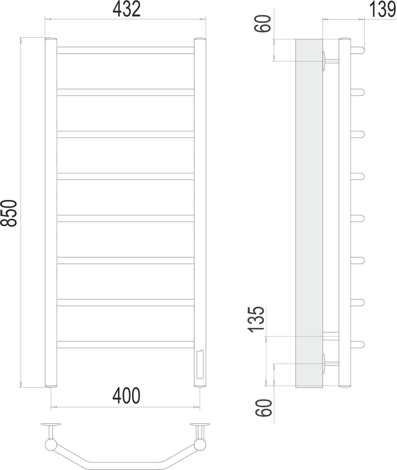 Электрический полотенцесушитель Terminus Виктория П8 40x85