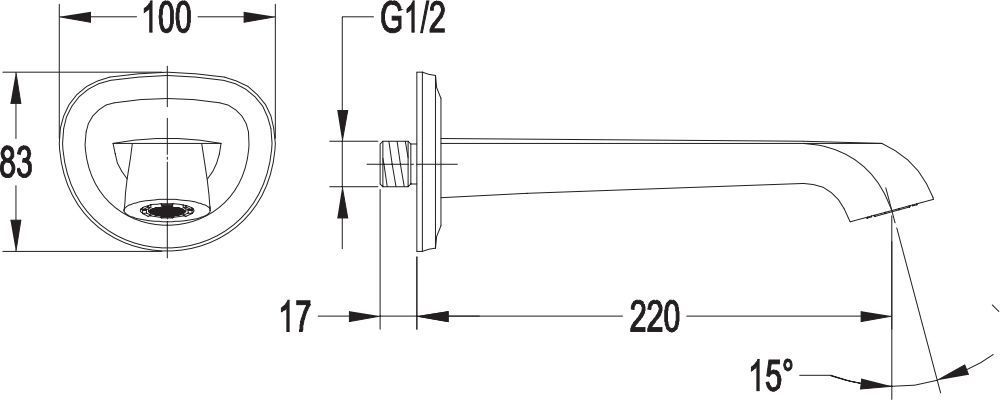 Излив настенный Omnires, WDARMANCECR