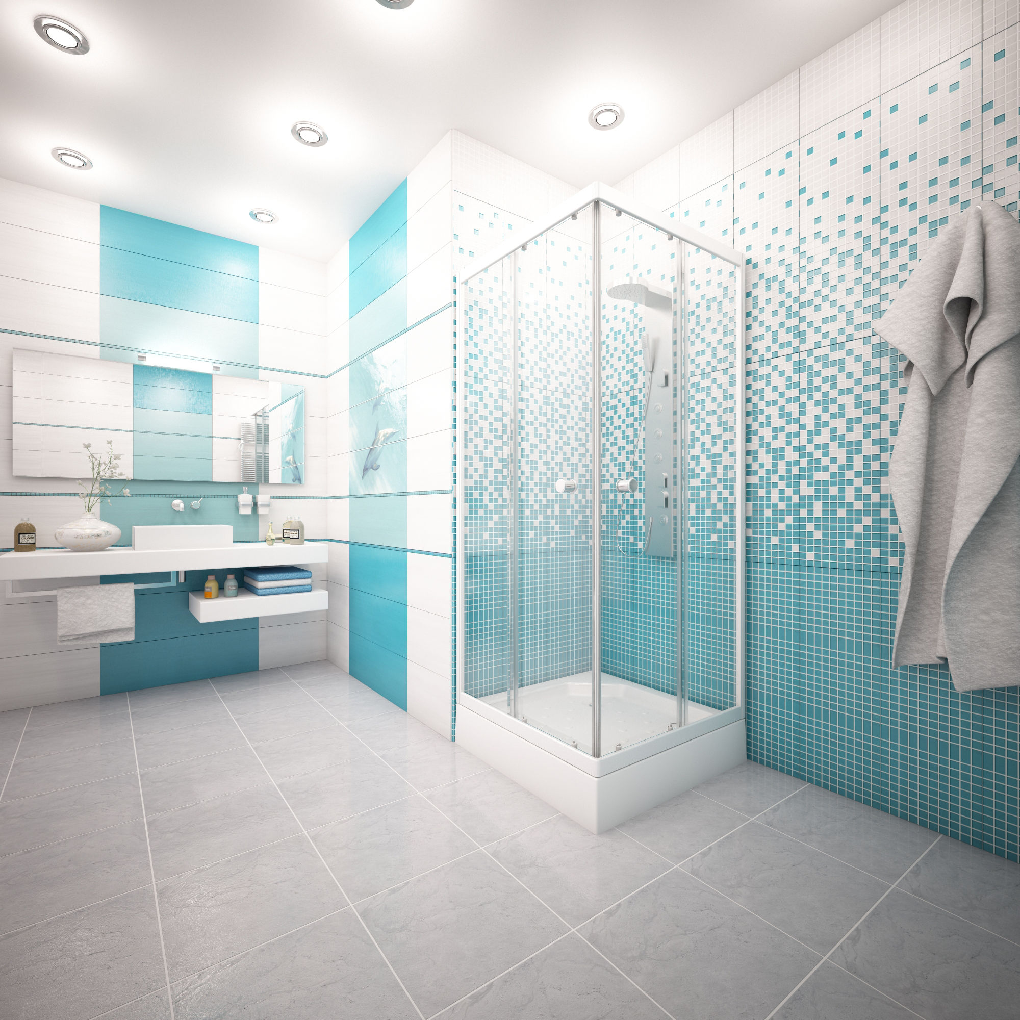 Квадратный душевой уголок Метакам Universal (прозрачное стекло)