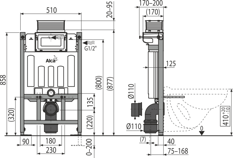 Скрытая система инсталляции Alcaplast Sadromodul, AM118/850