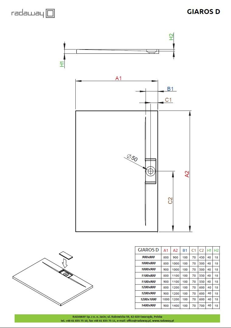 Душевой поддон Radaway Giaros D