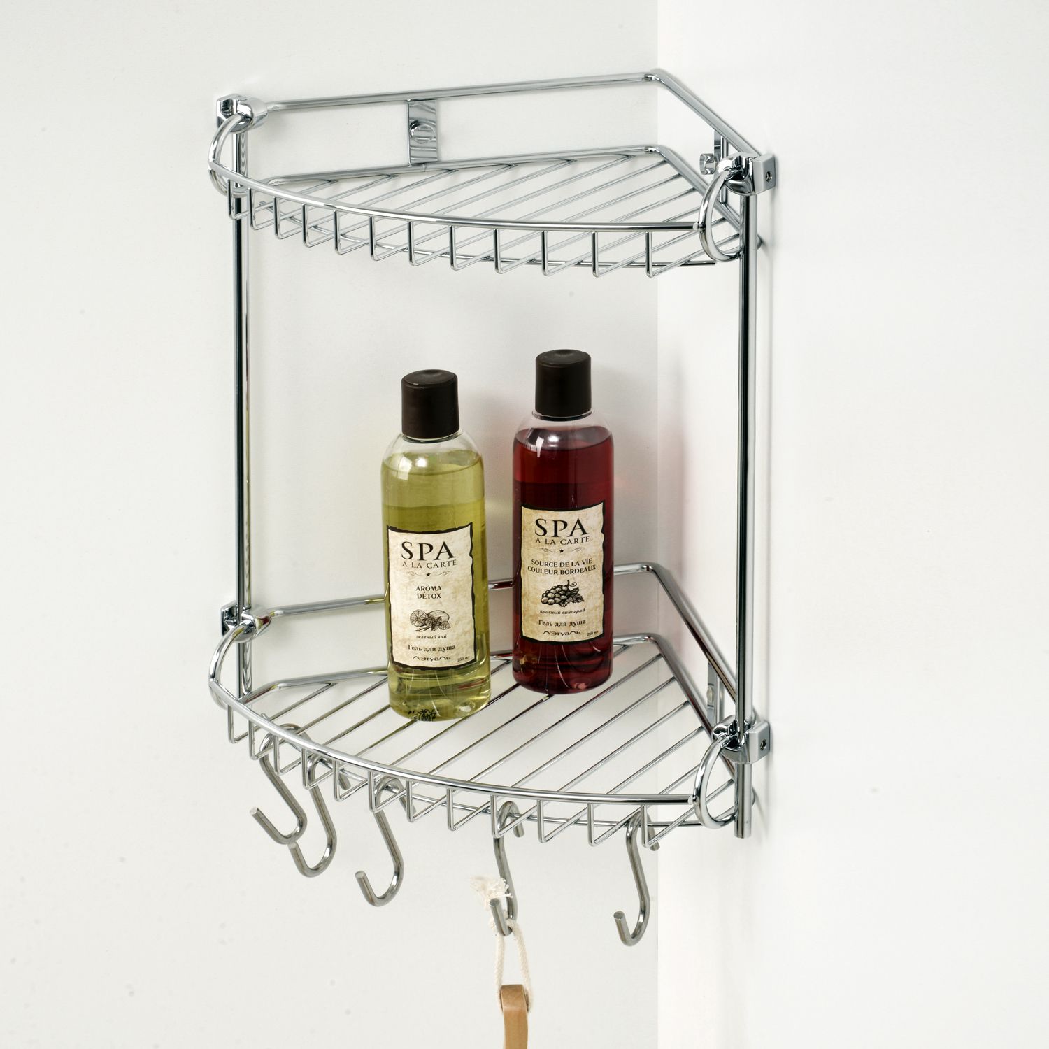 Полка металлическая угловая, двухъярусная WasserKRAFT, K-1222