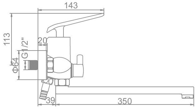 Смеситель для ванны черный Ledeme L2274B