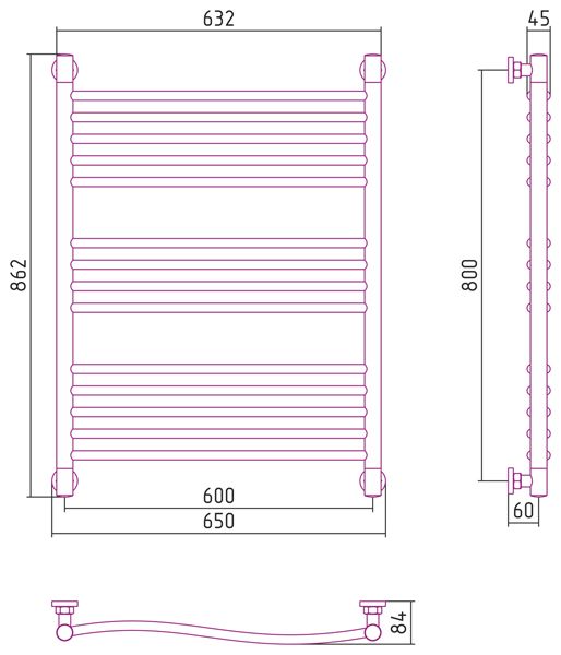 Водяной полотенцесушитель Сунержа Флюид+ 800x600