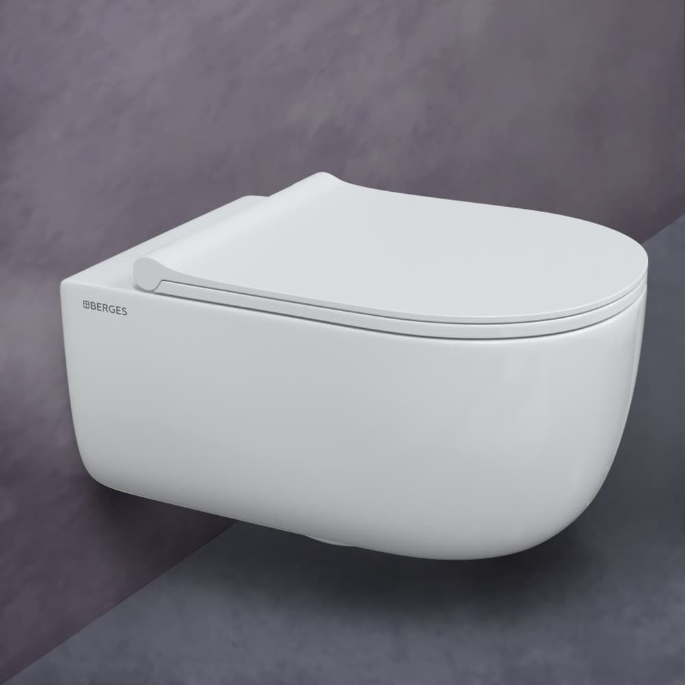 Унитаз подвесной Berges Ego XL Rimless с тонким сиденьем, 082118