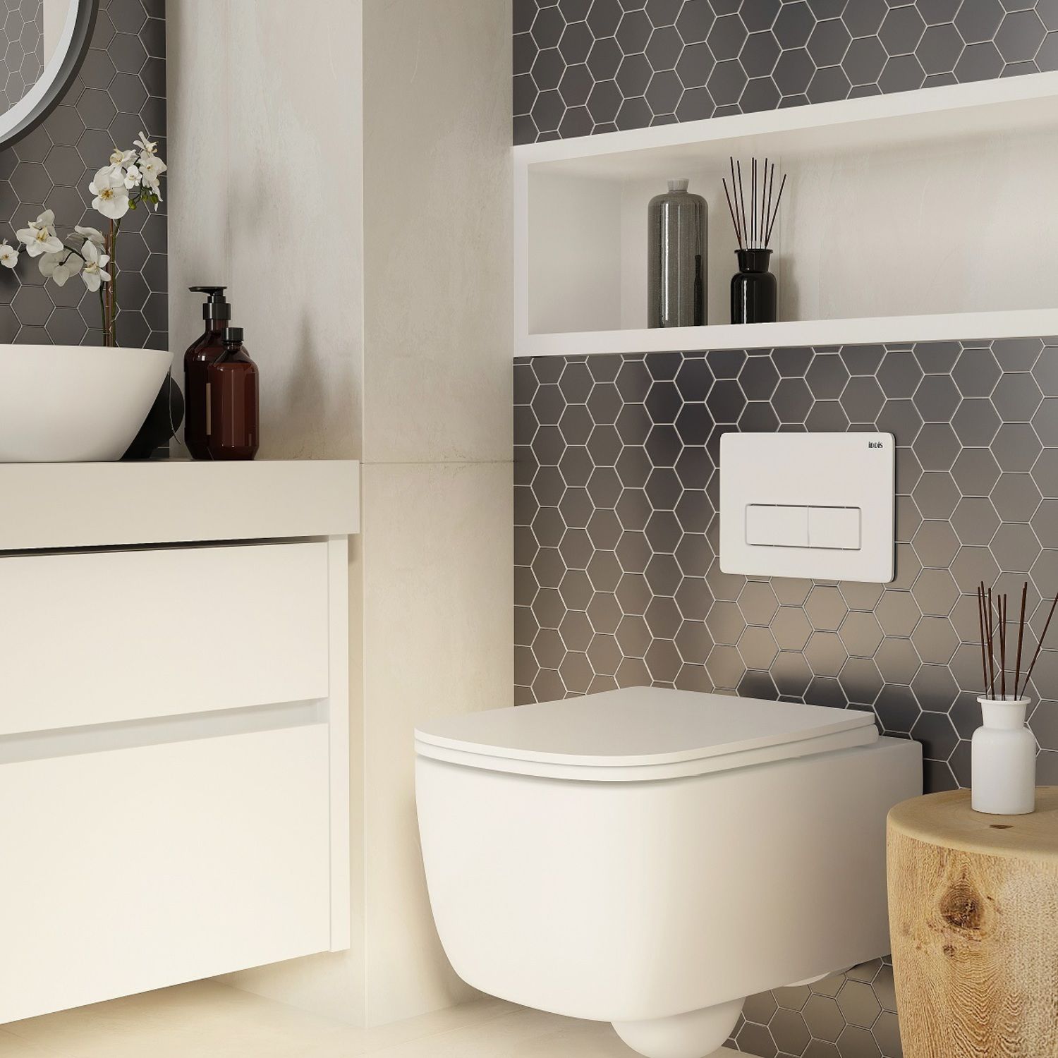 Клавиша смыва универсальная, глянцевый белый, Iddis Unifix 010, UNI10W0i77