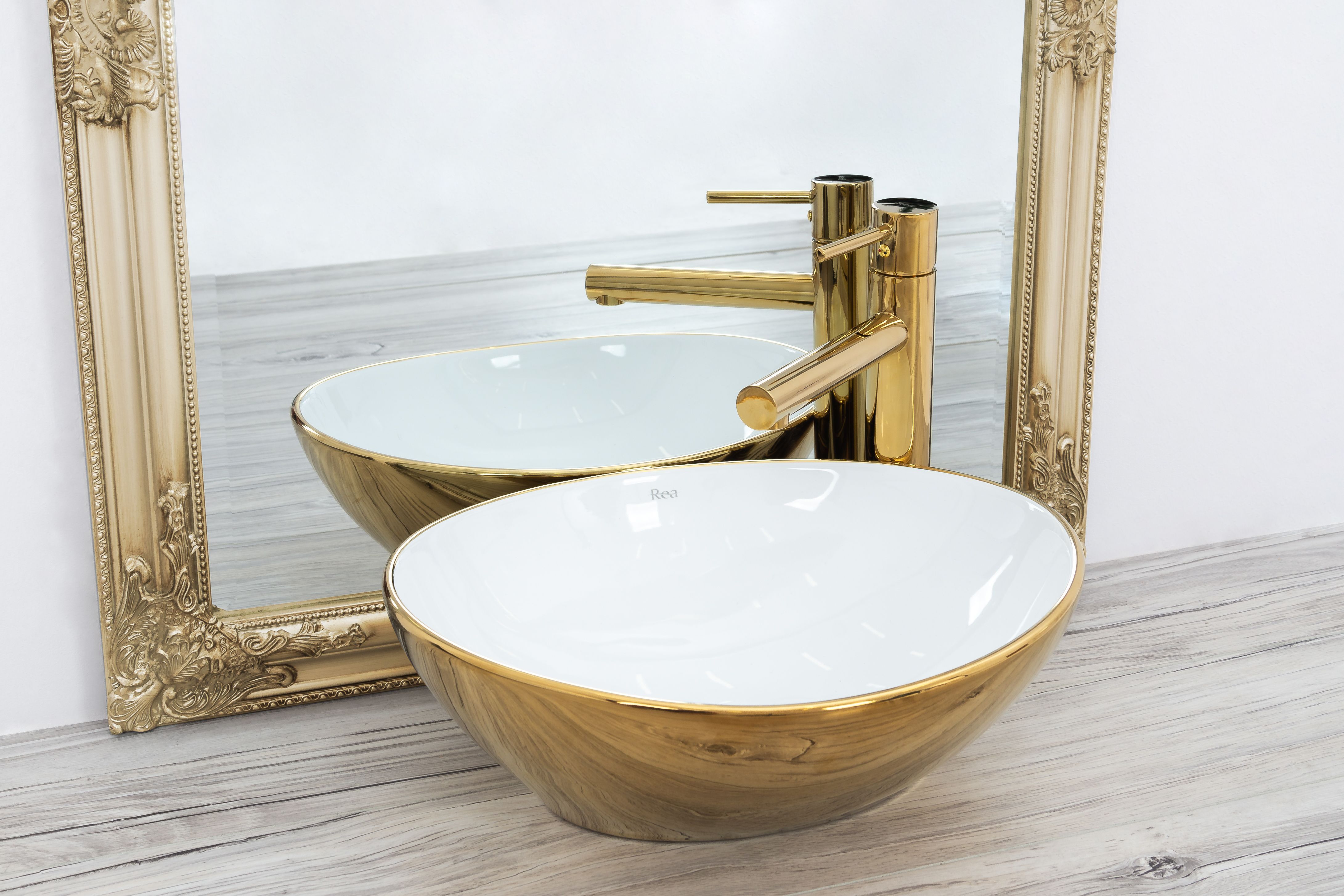 Умывальник Rea Sofia Gold/White 41x34.5, REA-U0456