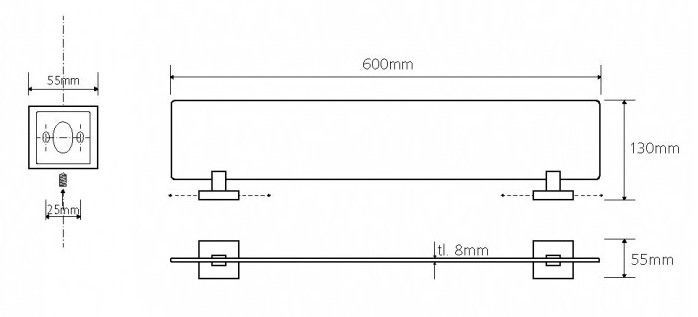 Стеклянная полка 60 см Bemeta Beta, 132102042