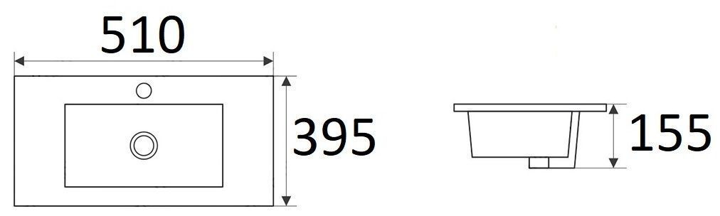 Раковина для ванной Ceramalux 50x39.5, 9393-50