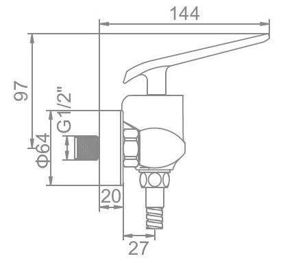 Смеситель для душа белый/золото Ledeme L2074WR