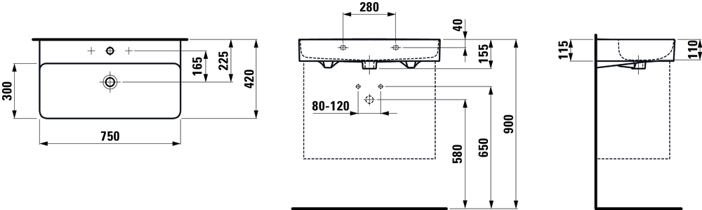 Раковина Laufen Val 75x42, 8.1028.5.000.104.1