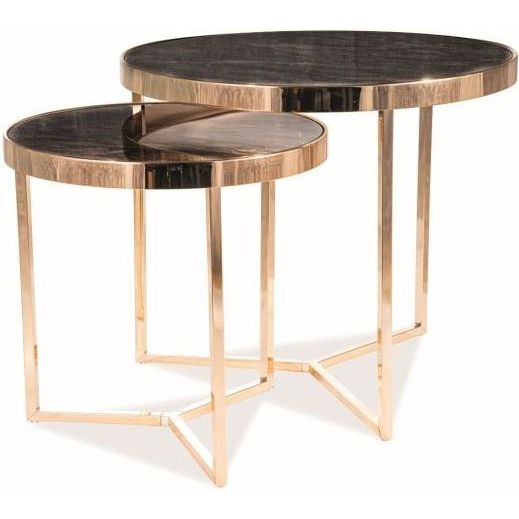 Комплект Signal Delia II, 2 стола журнальных мраморный эффект/золотой, DELIAIIMAZL