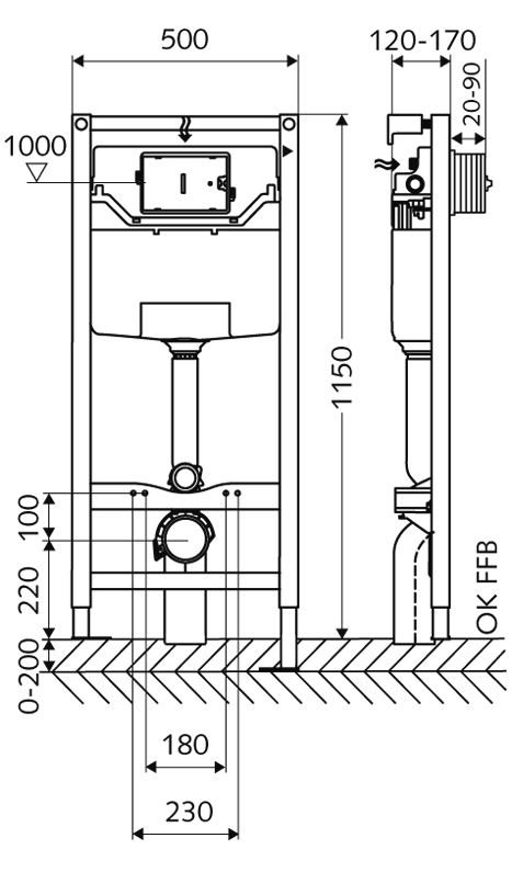 Инсталляция для унитаза Schell Montus C120 с креплениями, 030570099