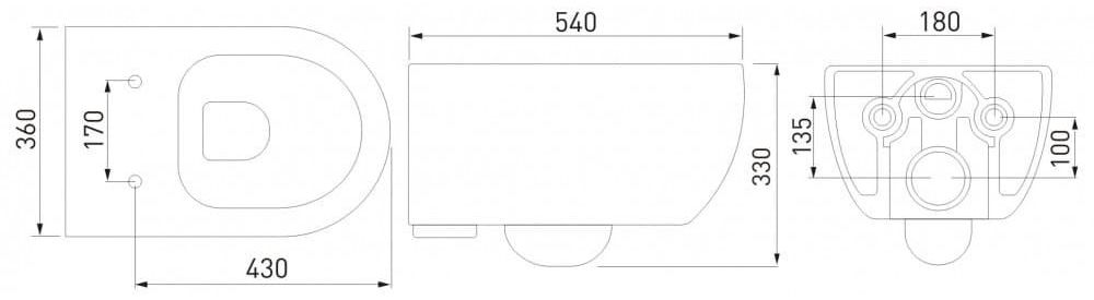 Комплект Berges Novum, кнопка L3 хром глянец, унитаз Ego XL Rimless, сиденье Toma Slim, 043203