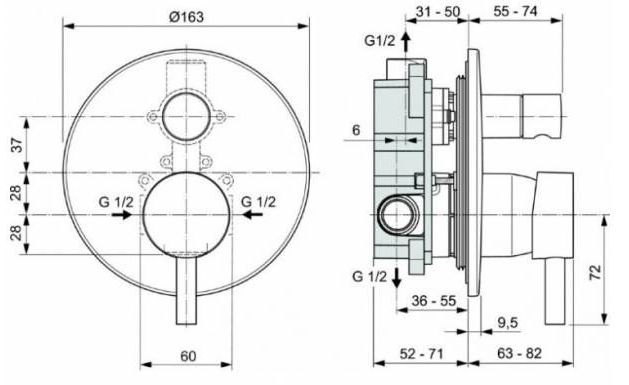 Смеситель скрытого монтажа Ideal Standard Ceraline O Black, A6939XG