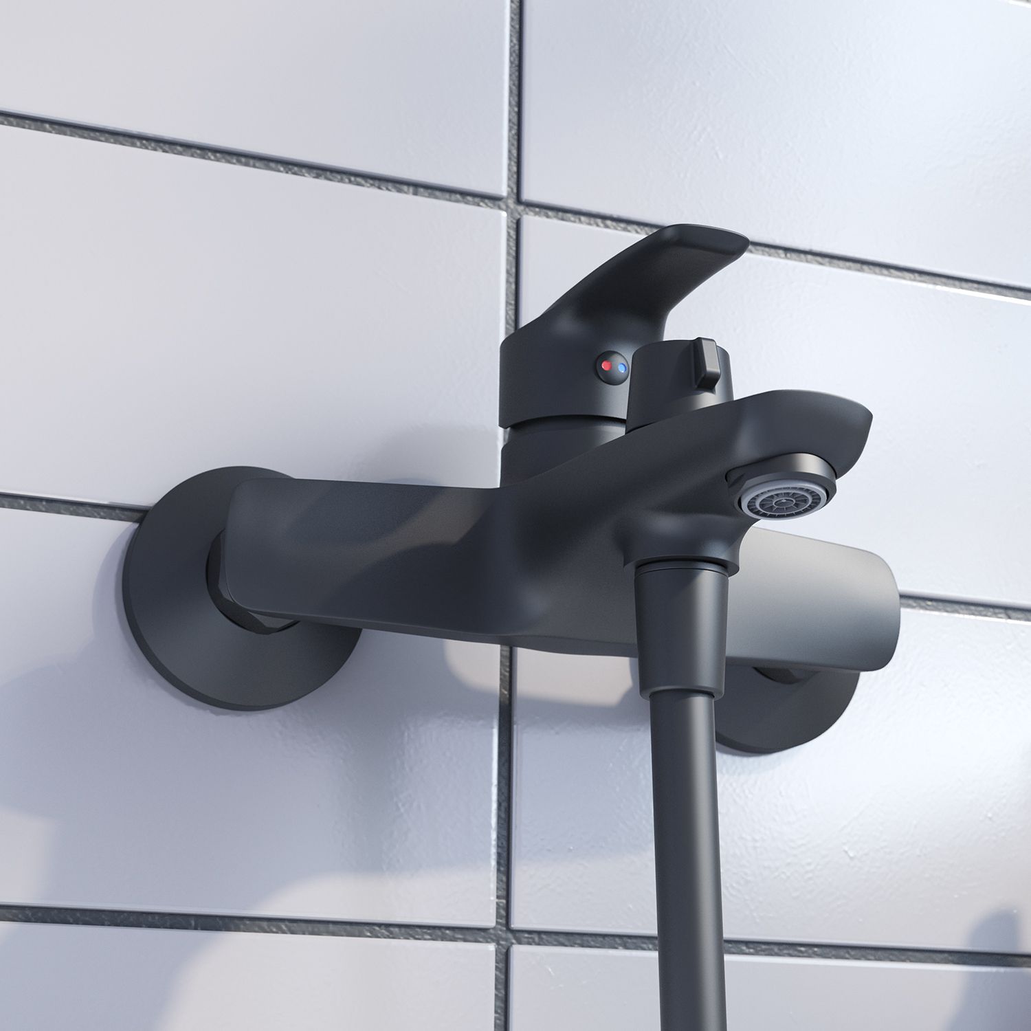 Смеситель для ванны, черный, Iddis Ray, RAYBL02i02