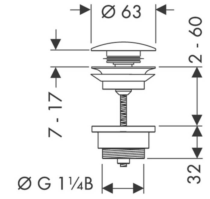 Донный клапан Hansgrohe Push-Open, 50100990