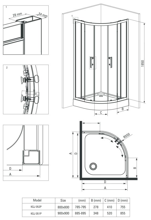 Кабина полукруглая Deante Jasmin