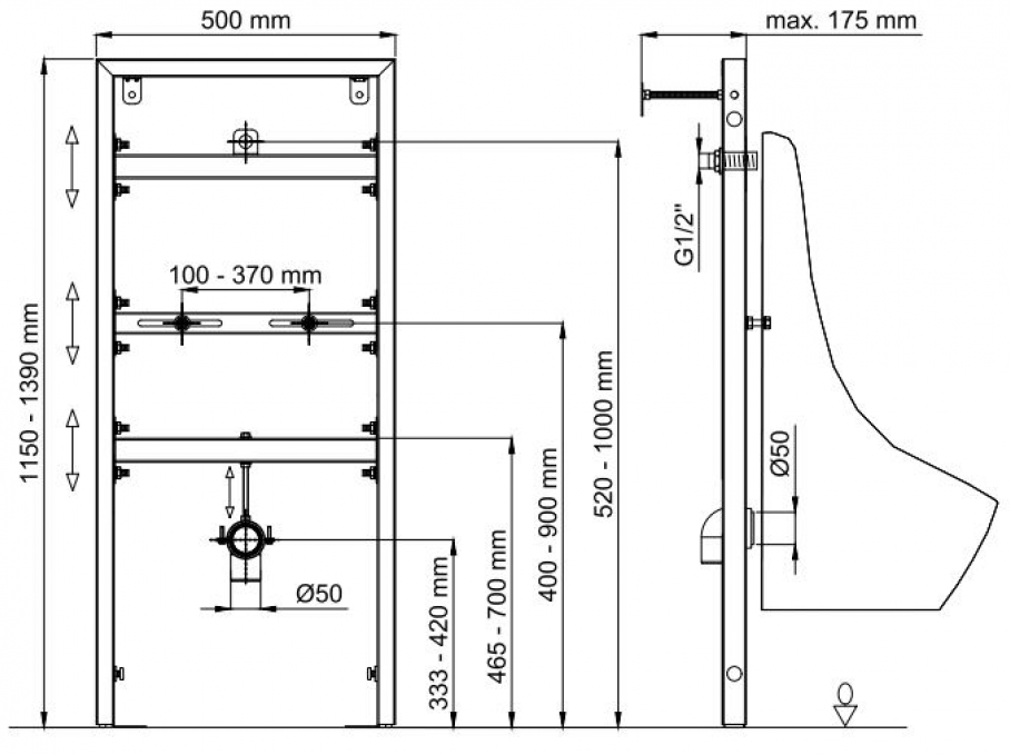 Рама для скрытого монтажа писсуара Berges Novum, 049215