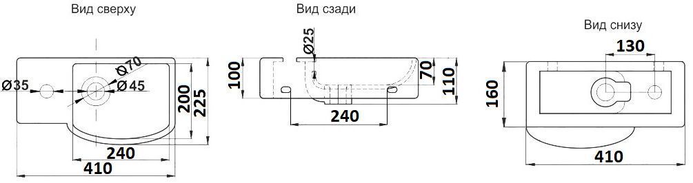 Раковина для ванной Ceramalux 40x22, 7947ARMB