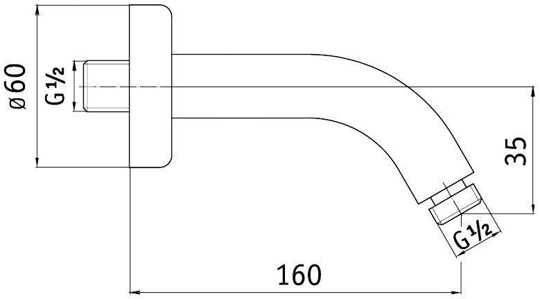 Штанга-излив настенный круглый для верхнего душа, 160 мм Deante Cascada, NAC_044K