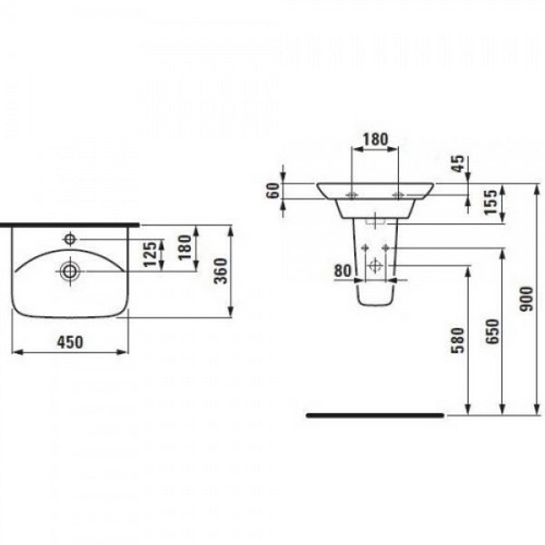 Умывальник Laufen Palace 45x36, 8.1570.1.000.1.041