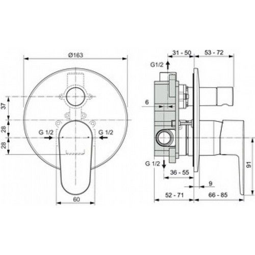 Смеситель скрытого монтажа Ideal Standard Cerafine O, A7193AA