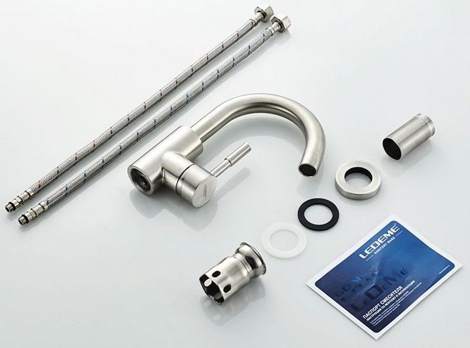 Смеситель для умывальника из нержавеющей стали Ledeme L1098-3