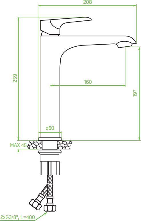 Смеситель для раковины Laveo Alea белый, BLE_62ND