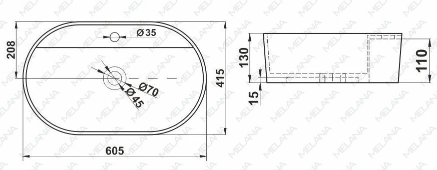 Раковина Melana 62x41, MLN-78325