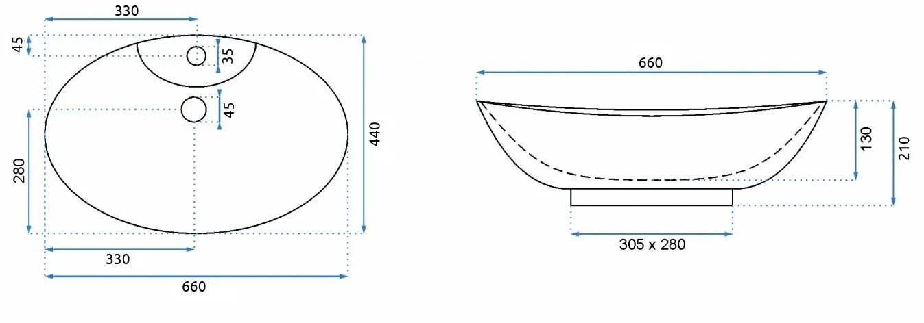 Умывальник Rea Rosa 66x44, REA-00692