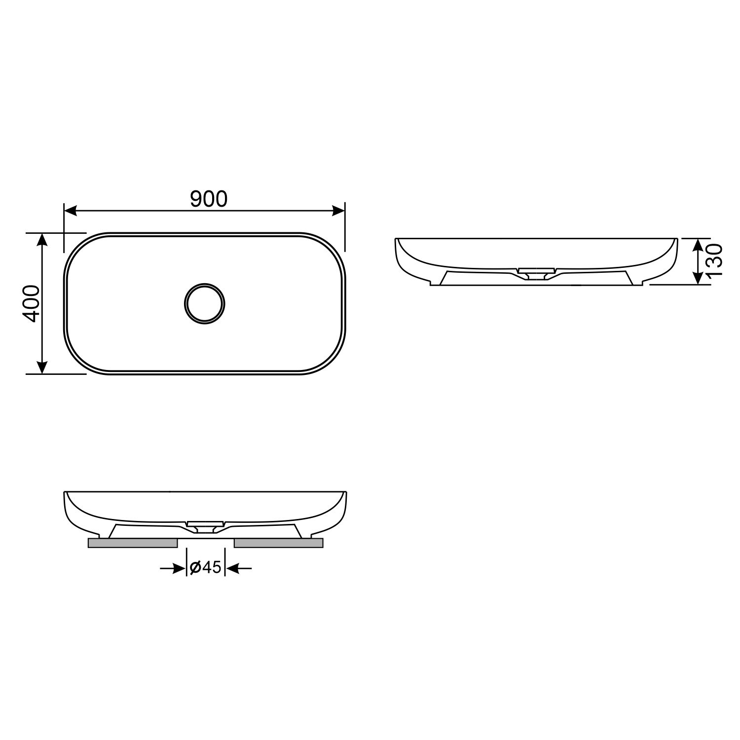 Накладная раковина Wellsee Croquis 90x40, 150310000
