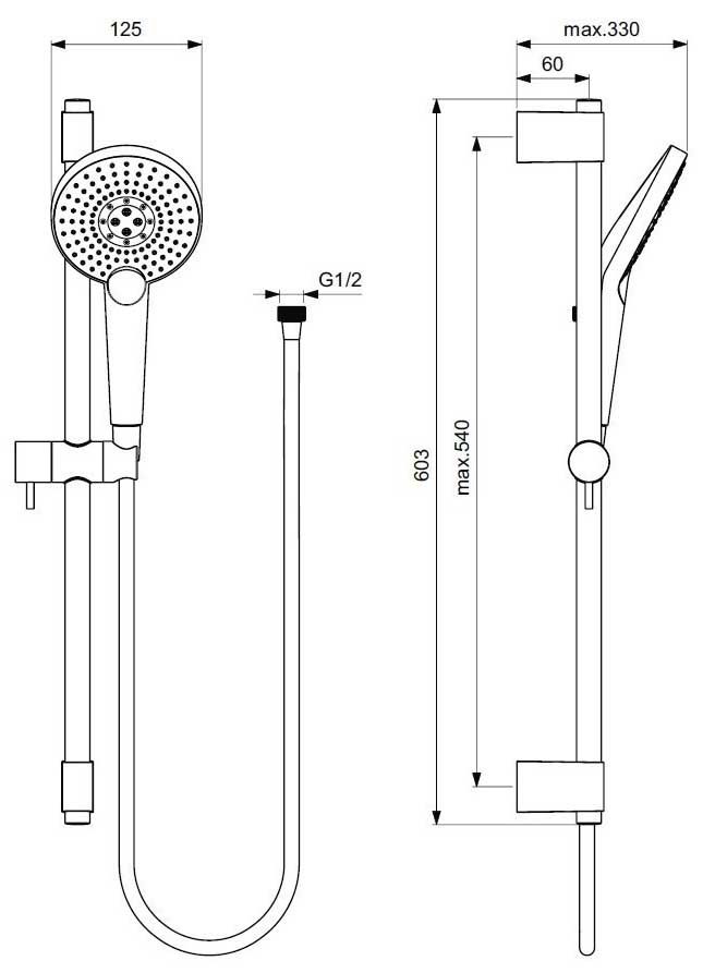 Душевой гарнитур Ideal Standard IdealRain Evo Jet Round XL3, B1761AA