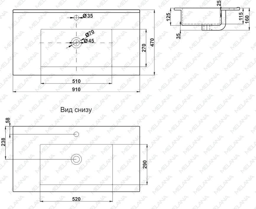 Раковина Melana MLN-E90 (9090E), 9090E-805