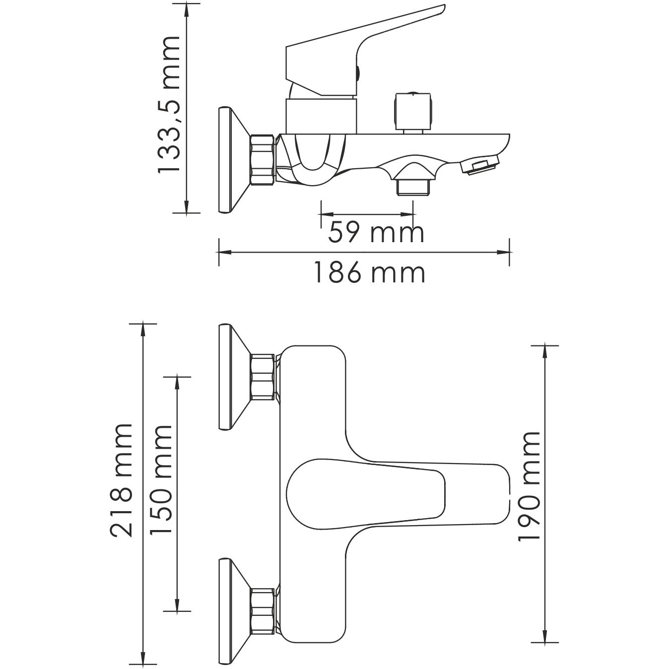 Смеситель для ванны с коротким изливом WasserKRAFT Lippe, 4501