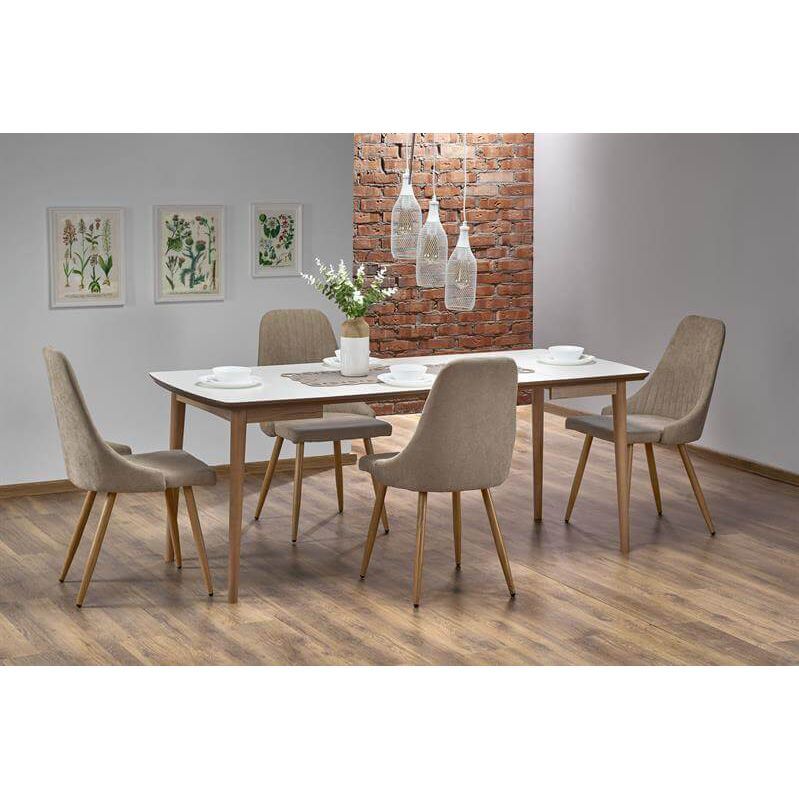 Стол обеденный Halmar Barret раскладной белый матовый/дуб лефкас, V-PL-BARRET-ST