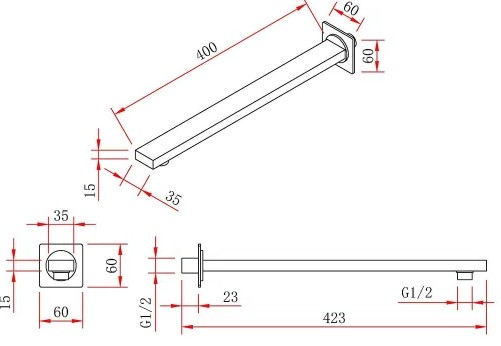 Держатель верхнего душа настенный Berges Ventas S Black, 074008