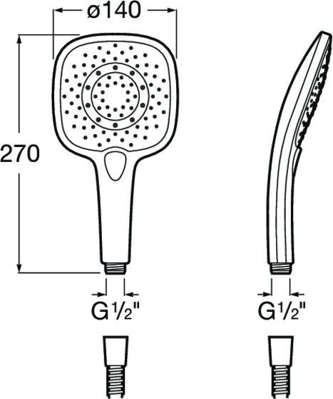 Ручной душ Roca Plenum Square 140 мм, 75B1110CB0