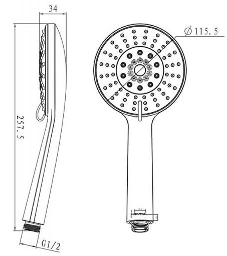 Лейка для душа Bravat Waterfall P70139CP-2