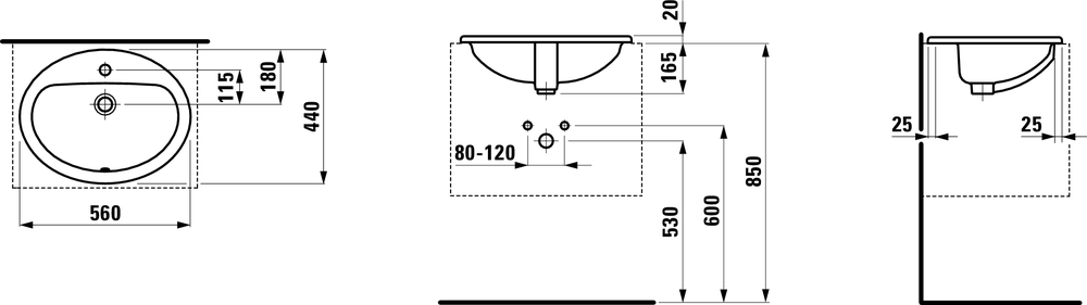 Накладная овальная раковина Laufen Pro 56x44, 8.1395.1.000.104.1