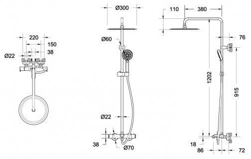 Душевая колонна со смесителем Bravat Waterfall F639114C-A5