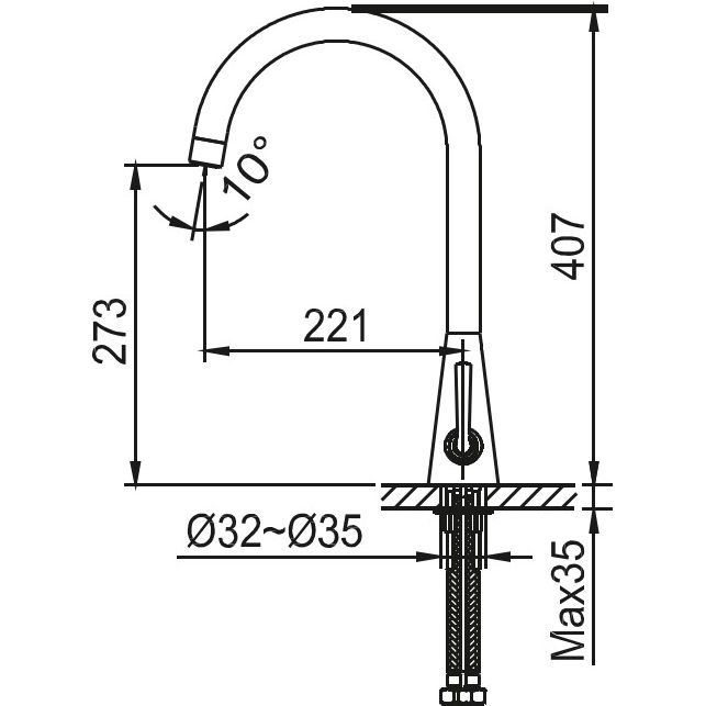 Смеситель для кухни Ahti Turku, TU103011