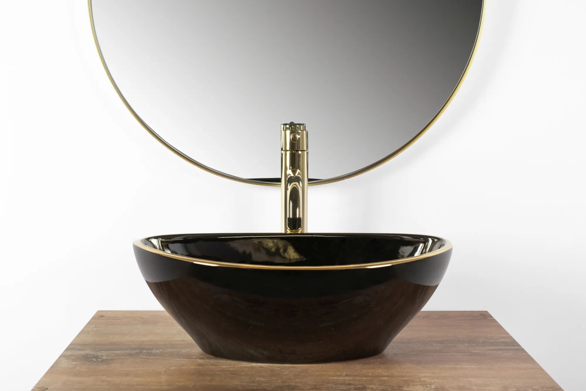Умывальник Rea Sofia Black Gold Edge 41x34.5, REA-U3695