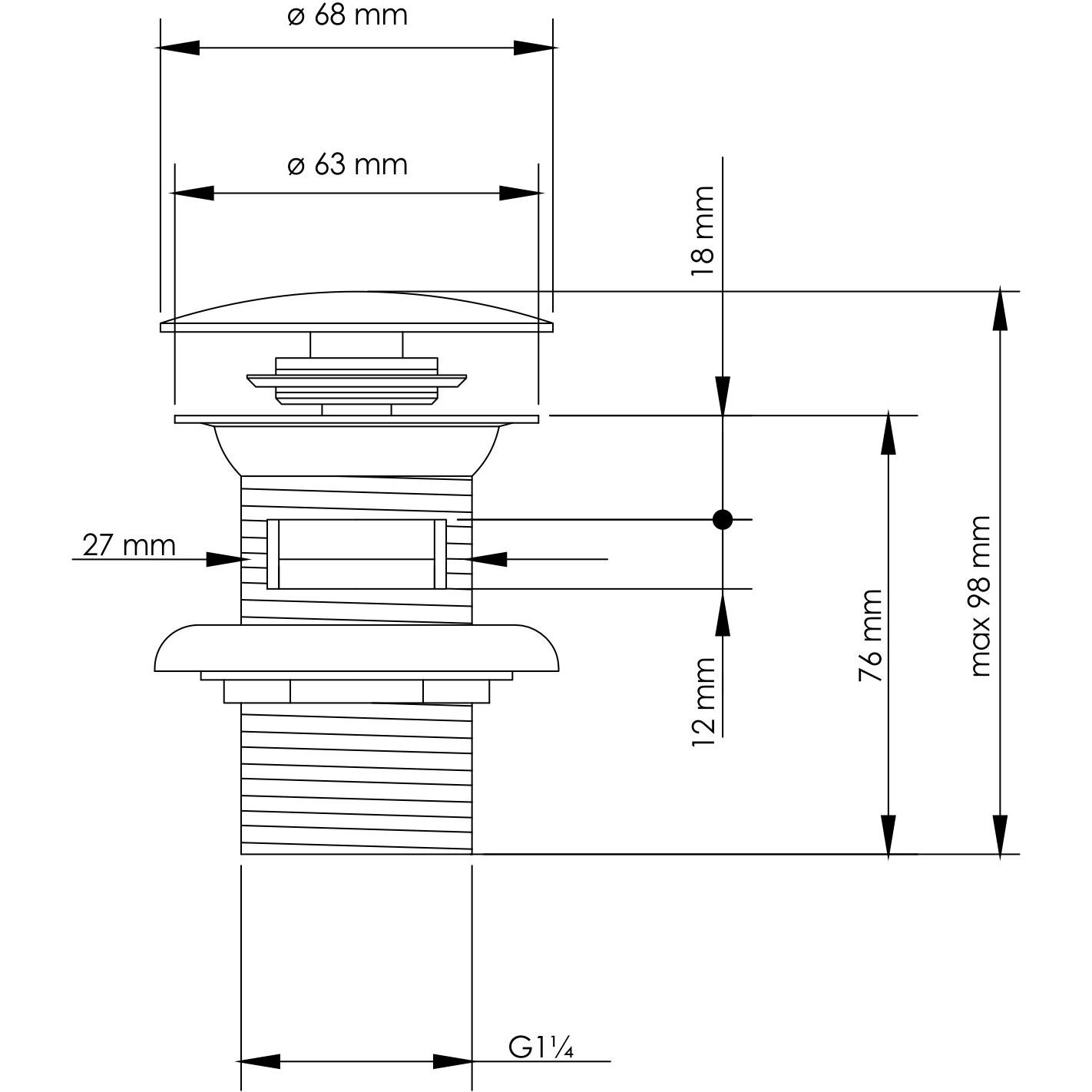 Донный клапан Push-up WasserKRAFT, A073